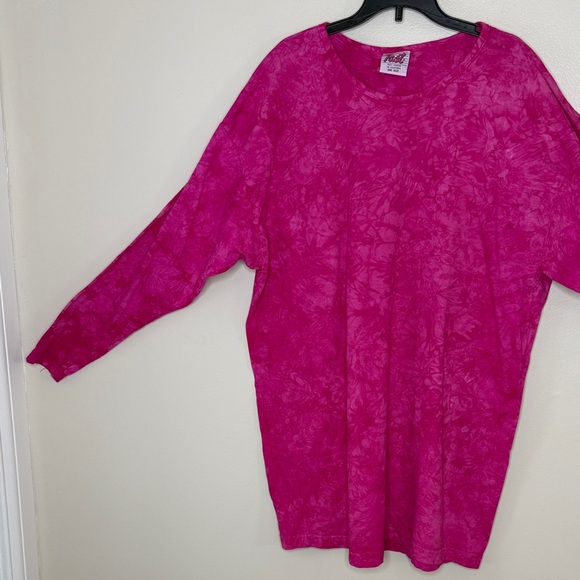 Fast Fashion 100% Cotton Vibrant Fuchsia Long Sleeve Tie Dye Top - Picture 6 of 10